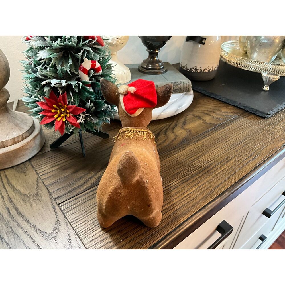 RARE Holt Howard Felt Nodder Rudolph / Vintage Christmas Bobble Head / Kitchy - Picture 7 of 10
